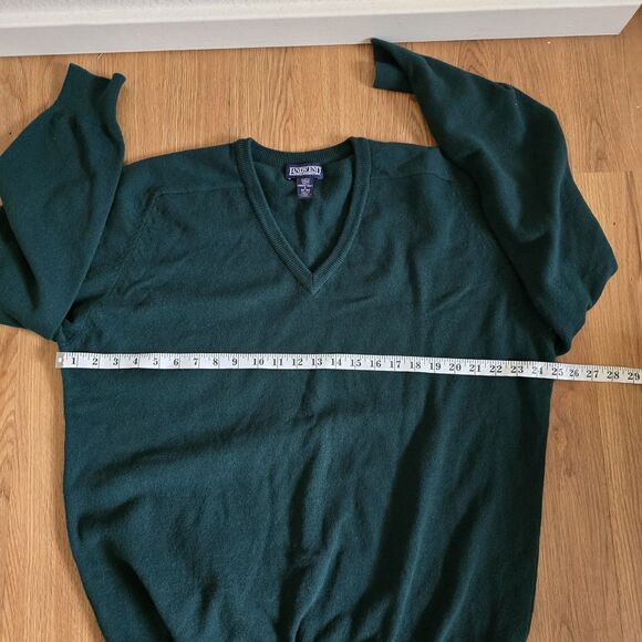 Lands End Cashmere Sweater Mens L Tall Green V Neck Pullover Minimalist Luxury - Picture 6 of 8